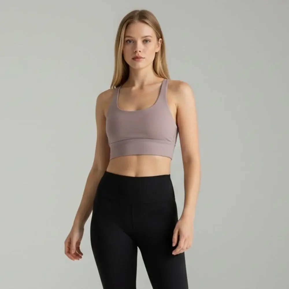 Lululemon Energy Bra Women's Sz 6 Pale Pink Long Line Stretch Sports Yoga Chic